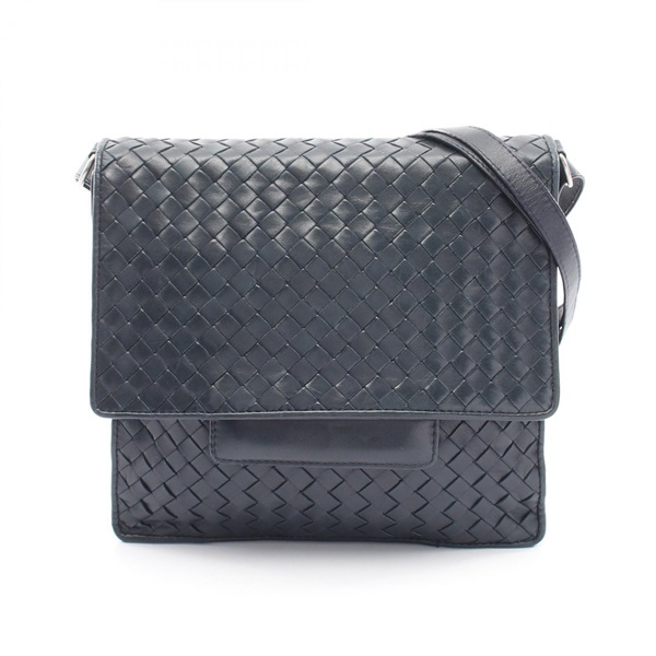 BOTTEGA VENETA Intrecciato Shoulder crossbody Bag leather Navy Used unisex
