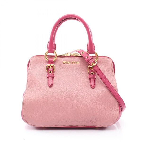 Miu Miu MADRAS Shoulder crossbody Handbag leather Pink Used Women