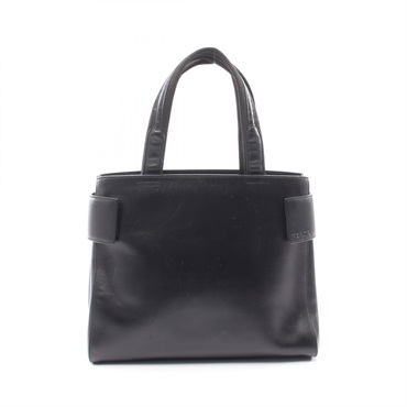 PRADA logo Shoulder Tote Bag leather Black Used Women