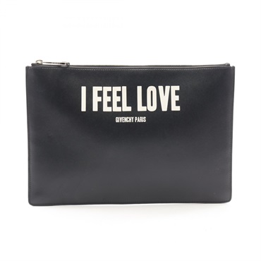 GIVENCHY I FEEL LOVE Business Clutch bag leather Black Used mens