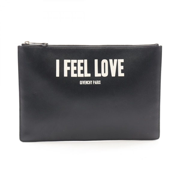 GIVENCHY I FEEL LOVE Business Clutch bag leather Black Used mens