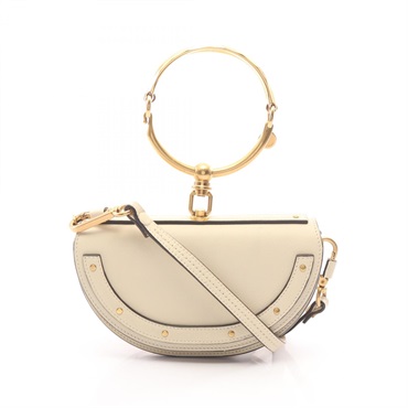 Chloe Nile Small Minaudière Shoulder Crossbody Handbag leather Beige Used Women