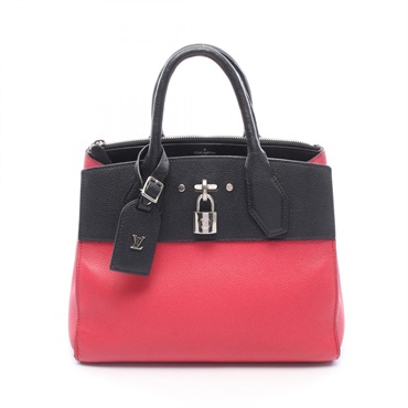 LOUIS VUITTON City Steamer PM tote Handbag M54315 leather Pink Black Used LV