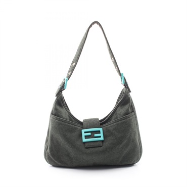 FENDI Mamma bucket Shoulder Bag 2348 cotton Green Used Women