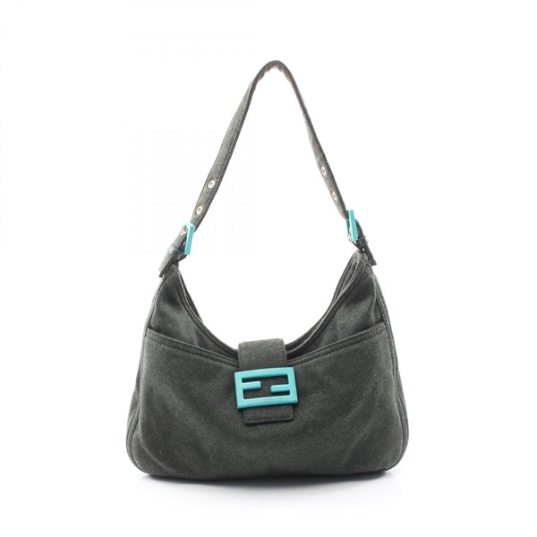 FENDI Mamma bucket Shoulder Bag 2348 cotton Green Used Women