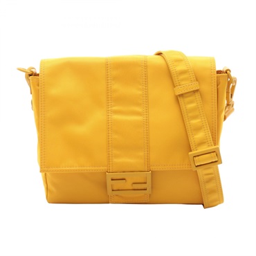 FENDI Baguette Messenger Shoulder Crossbody Bag 7VA537 Nylon leather Yellow Used