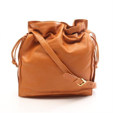LOEWE anagram Crossbody Shoulder Bag leather Brown Used Women