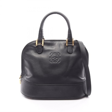 LOEWE Anagram 2WAY Shoulder Handbag leather Black Used Women