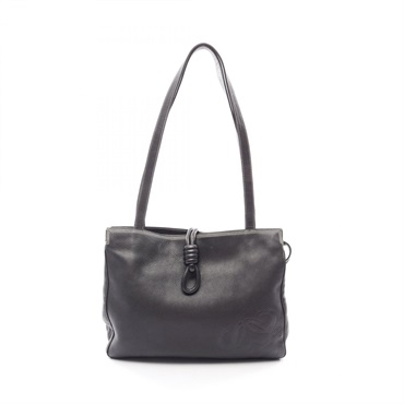 LOEWE anagram Tote Bag leather Black Used Women
