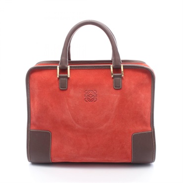LOEWE Amazona 32 Handbag Suede leather Red Brown Used Women