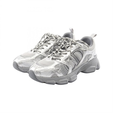 Christian Dior Chrono Mesh Sneakers Shoes #37 1/2 leather Fabric Silver Women