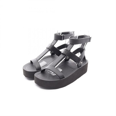 HERMES Enid H Diamant Buckle Sandals leather Black Used Women size 36 1/2