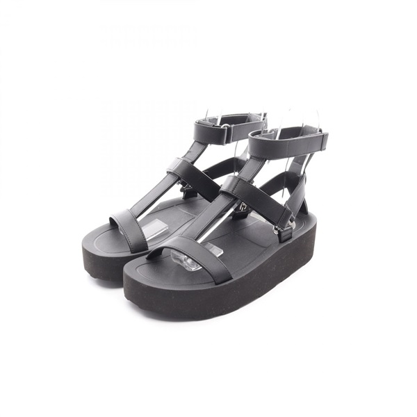 HERMES Enid H Diamant Buckle Sandals leather Black Used Women size 36 1/2