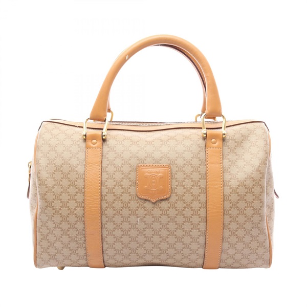 CELINE Macadam Tote Bag canvas leather Beige Brown Used Women