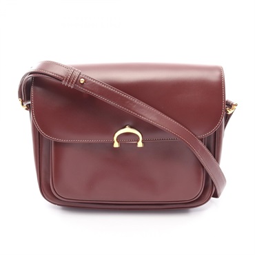 CARTIER Must Line Shoulder Crossbody Bag leather Bordeaux Used Women GHW