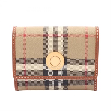 BURBERRY Nova Check Tri-fold wallet 8109800 leather PVC Beige Multicolor NEW