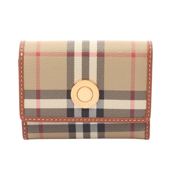 BURBERRY Nova Check Tri-fold wallet 8109800 leather PVC Beige Multicolor NEW