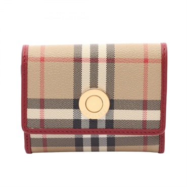BURBERRY Nova Check Tri-fold wallet 8116328 leather Beige Multicolor NEW Women