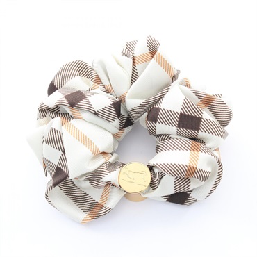 BURBERRY Check pattern Scrunchie 8119728 silk White Multicolor NEW