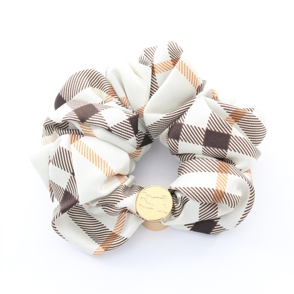 BURBERRY Check pattern Scrunchie 8119728 silk White Multicolor NEW