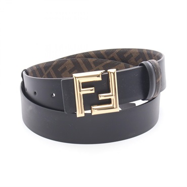 FENDI Round FF Reversible belt 7C0488AFF2F1A9490 leather Blk Brown #90 NEW mens