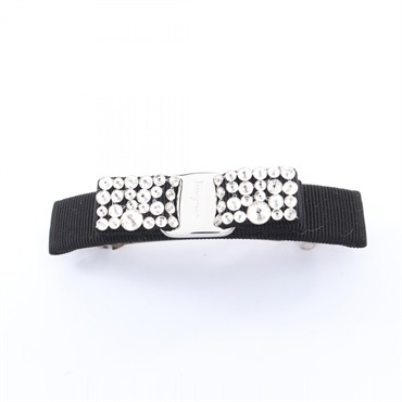 Salvatore Ferragamo Vara ribbon Valletta 713035347582 SS Canvas Rhinestones NEW