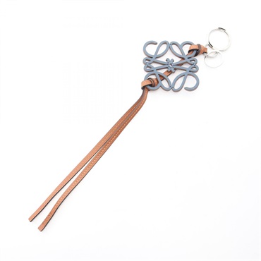 LOEWE anagram charm C821232X01 leather Navy Brown Used Women