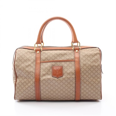 CELINE Macadam Hand bag PVC coated canvas leather Beige Brown Used Women