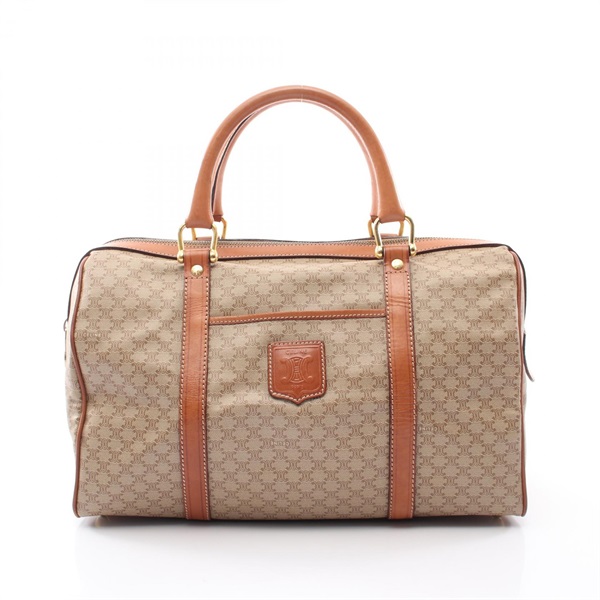 CELINE Macadam Hand bag PVC coated canvas leather Beige Brown Used Women