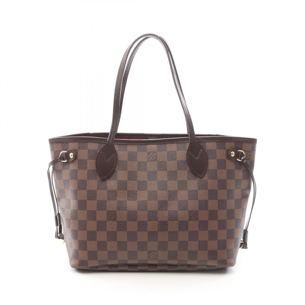 LOUIS VUITTON Neverfull PM Tote Handbag N51109 Damier canvas leather Ebene Used