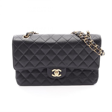 CHANEL Matelasse Double Flap Chain Shoulder Handbag A01112 leather BK GHW Used
