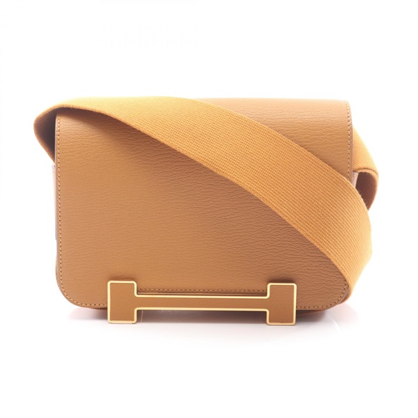 HERMES Geta Shoulder Crossbody Bag Chevre leather Brown Sesame GHW Used Women U