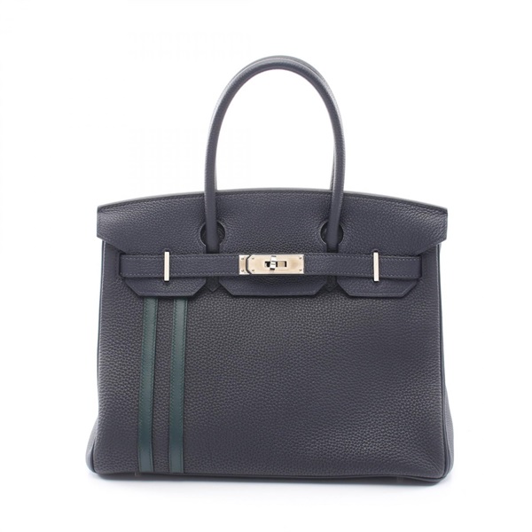 HERMES Birkin 30 Officier Handbag Togo Swift leather Navy Green used C SHW women