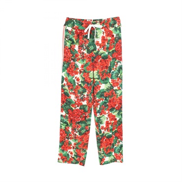 DOLCE & GABBANA Floral Side stripe Pants #36 Rayon Red Green White Used Women