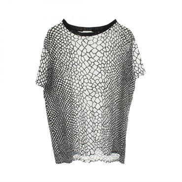 SAINT LAURENT PARIS Crocodilepattern T-shirt 393499 cotton White Black Used #40