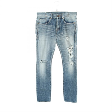 SAINT LAURENT PARIS Distressed Button Fly Jeans Denim pants #32 cotton Blue mens