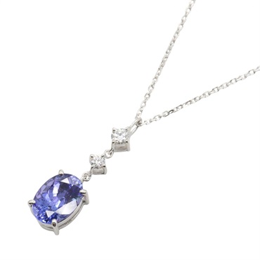 JEWELRY Tanzanite Diamond Necklace Pendant 18KWG White Gold Blue Used Women