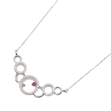 JEWELRY Ruby Diamond Necklace Pendant 18KWG White Gold Red Clear Used Women