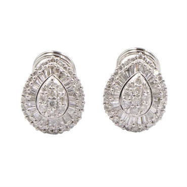 JEWELRY Diamond Earring Pt900 Platinum Silver Clear Used Women