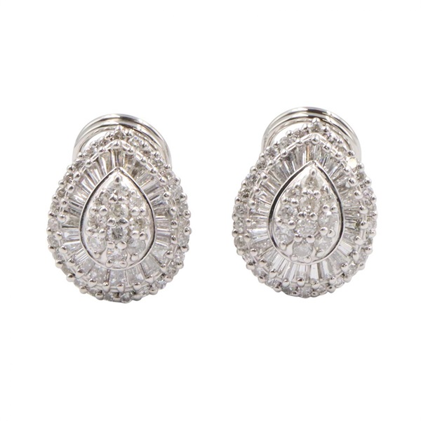 JEWELRY Diamond Earring Pt900 Platinum Silver Clear Used Women