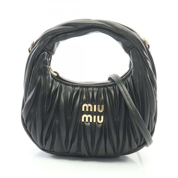 Miu Miu Wander Matelasse Crossbody Handbag 5BP078AN88F0002 leather Black NEW