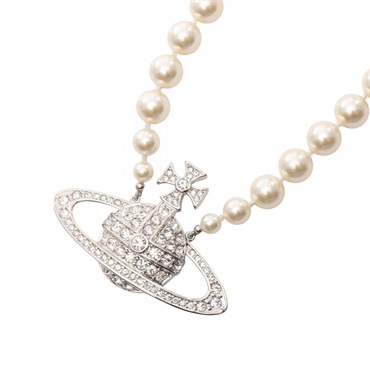 Vivienne Westwood MAN.BAS RELIEF Necklace SS Rhinestone Artificial pearl NEW