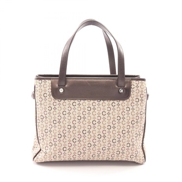 CELINE C Macadam Handbag canvas leather Beige Brown Used Women