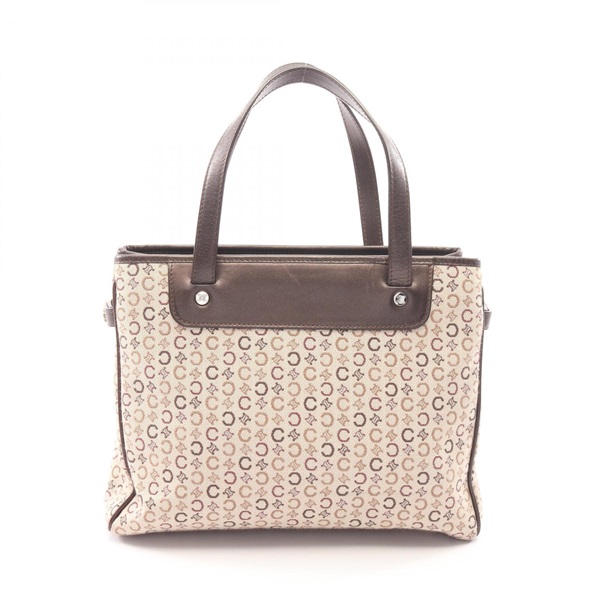 CELINE C Macadam Handbag canvas leather Beige Brown Used Women