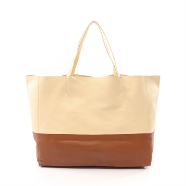 CELINE Horizontal Cabas Tote Bag 169263 leather Beige Brown Used Old Celine