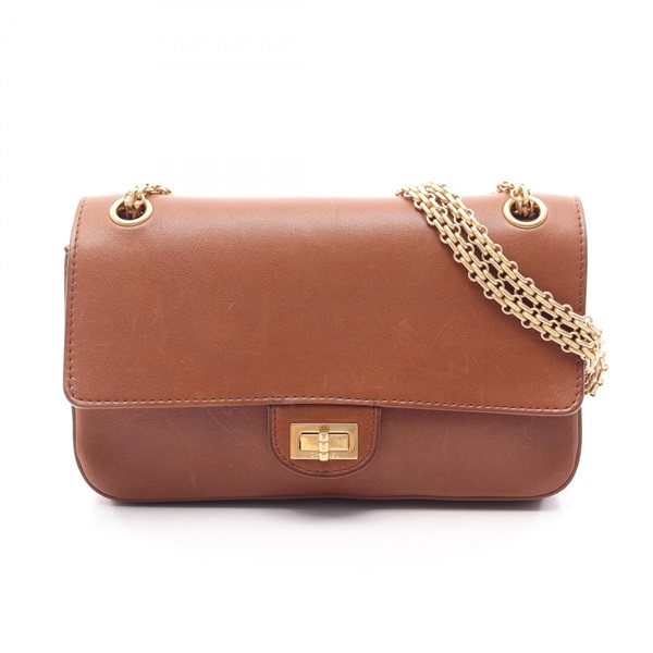 CHANEL 2.55 Mademoiselle Chain Shoulder Handbag leather Brown GHW Used Women CC