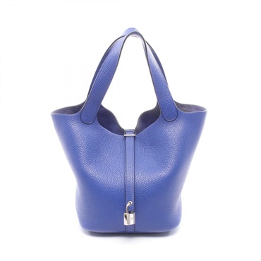 HERMES Picotin Lock MM tote Handbag 060991CK Taurillon Clemence Blue royale SHW