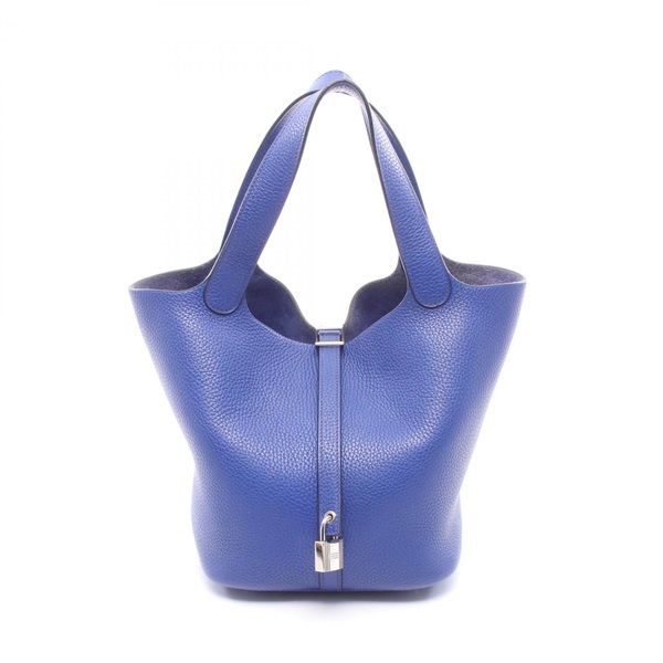 HERMES Picotin Lock MM tote Handbag 060991CK Taurillon Clemence Blue royale SHW