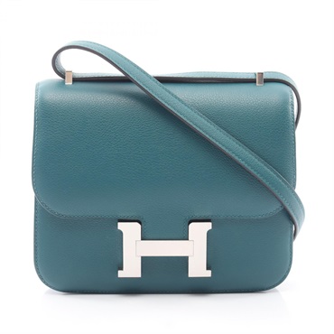 HERMES Constance 3 mini Shoulder hand Bag U Evercolor Vert bosphore Used SHW