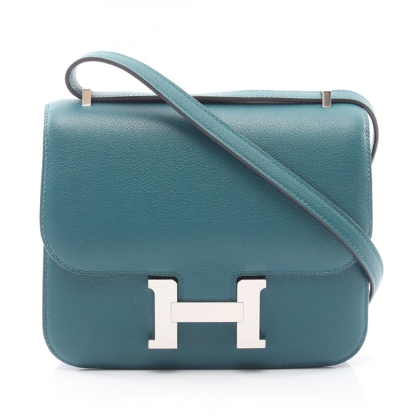 HERMES Constance 3 mini Shoulder hand Bag U Evercolor Vert bosphore Used SHW